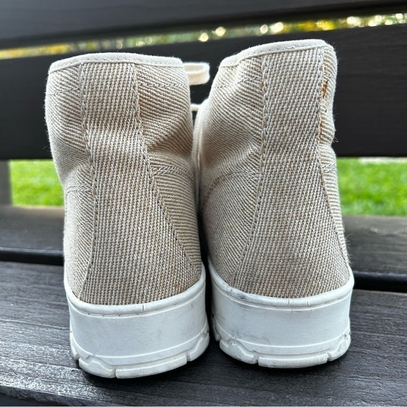 Zara natural ivory canvas lace up platform ankle sneakers - Picture 5 of 9